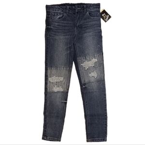 Art Class Casual Jean Slim Skinny Low Rise Mid Wash Distres Patch Whisker School